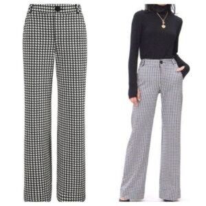 cabi Houndstooth Wide Leg Pants Style #3291R– Black & White – Size 8